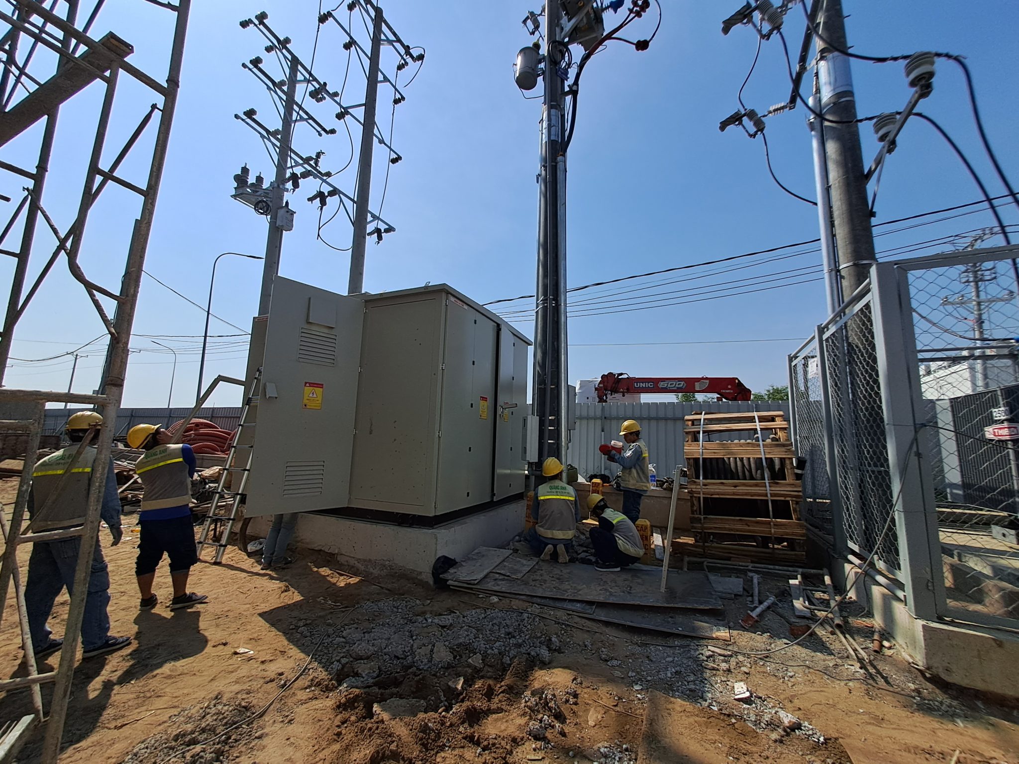QuangAnhcons project site with industrial electrical systems.