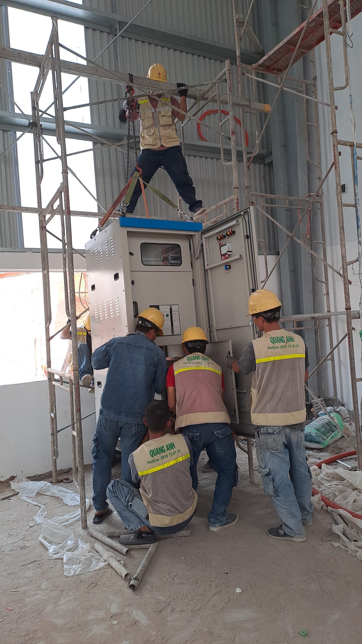 Industrial Electrical System Installation Engineers working at an industrial electrical site