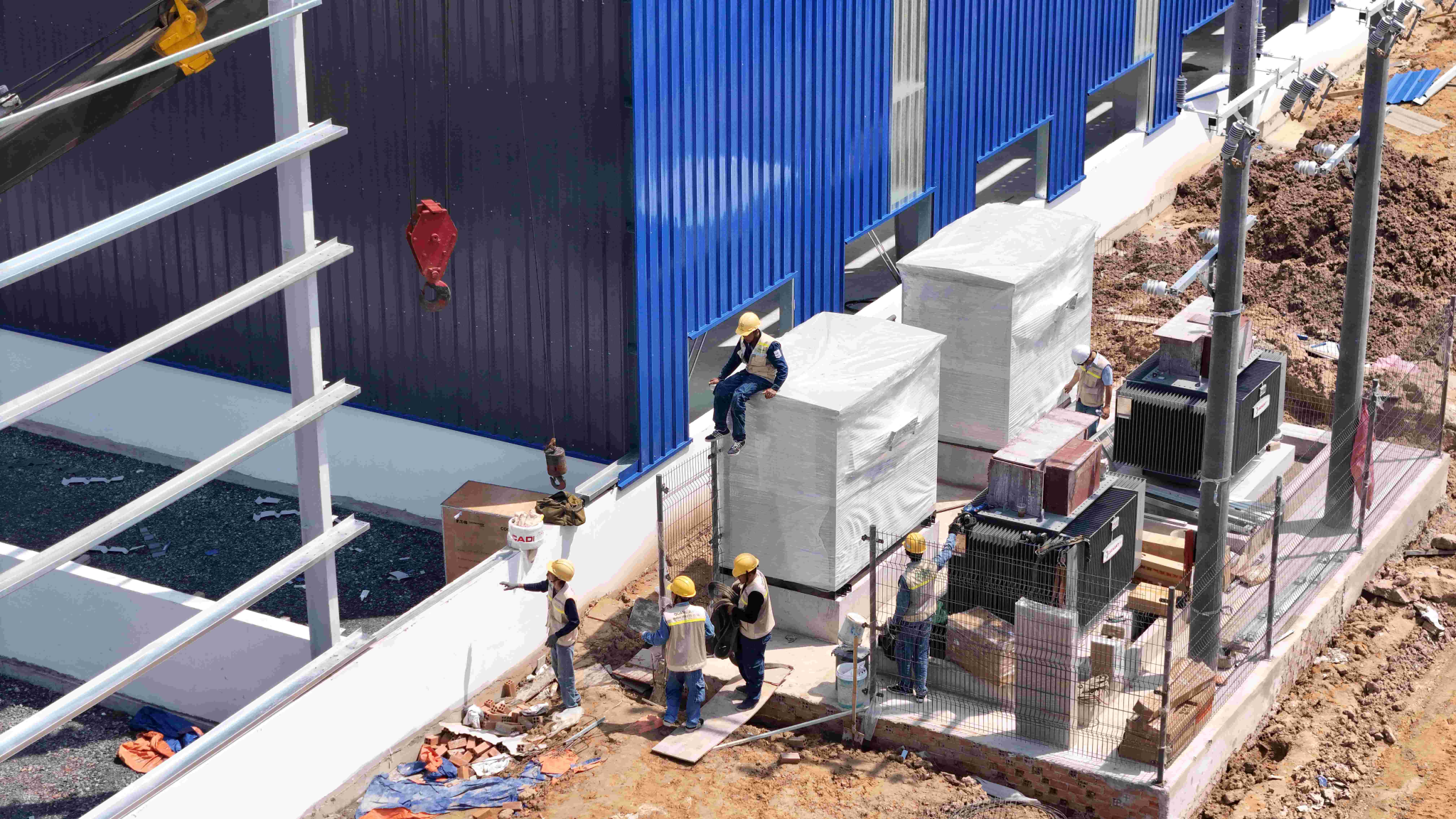 Industrial electrical system with modern cables and equipment.