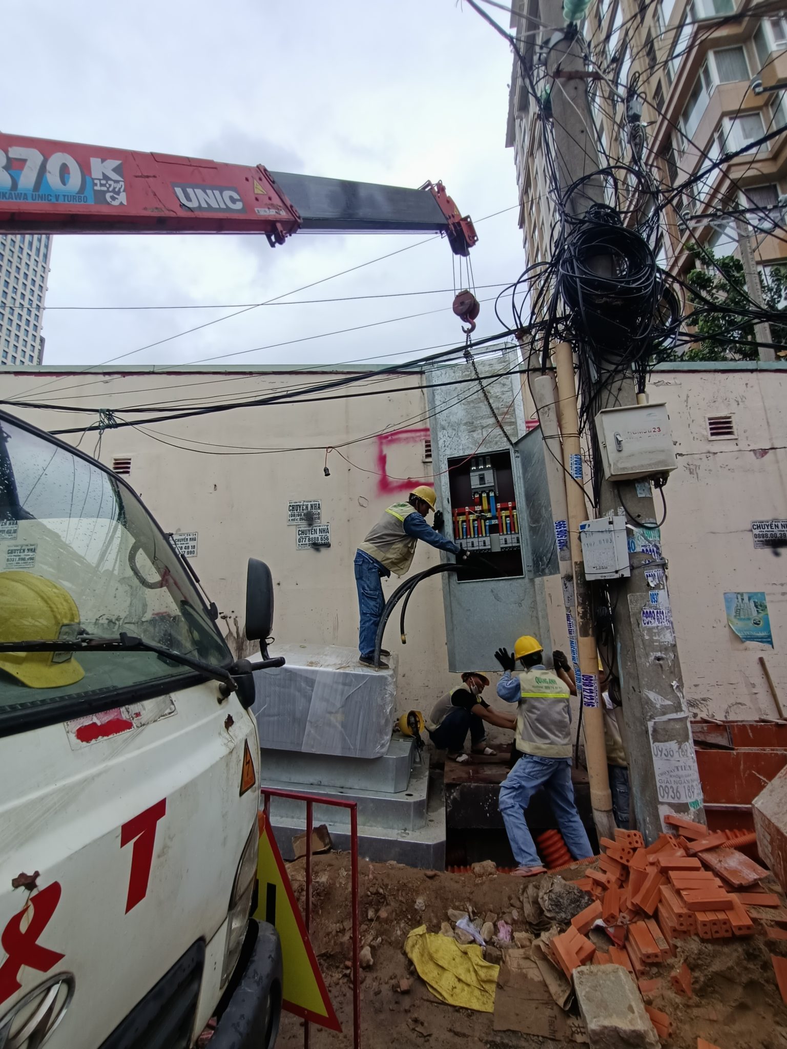 Industrial Electrical System Installation Industrial electrical system installation with transformers and cable trays.