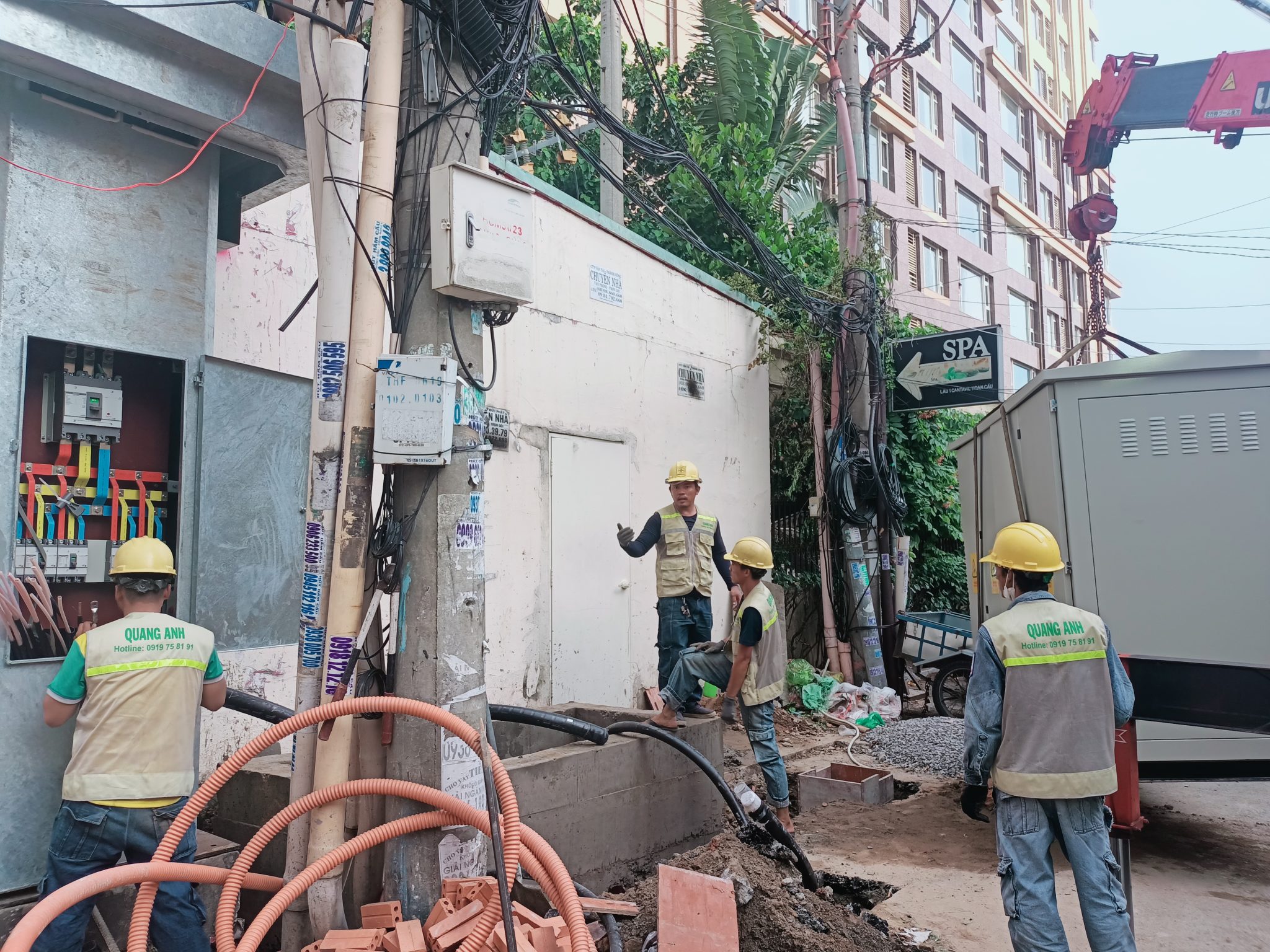 Plumbing electrical installation Electricians working on plumbing systems