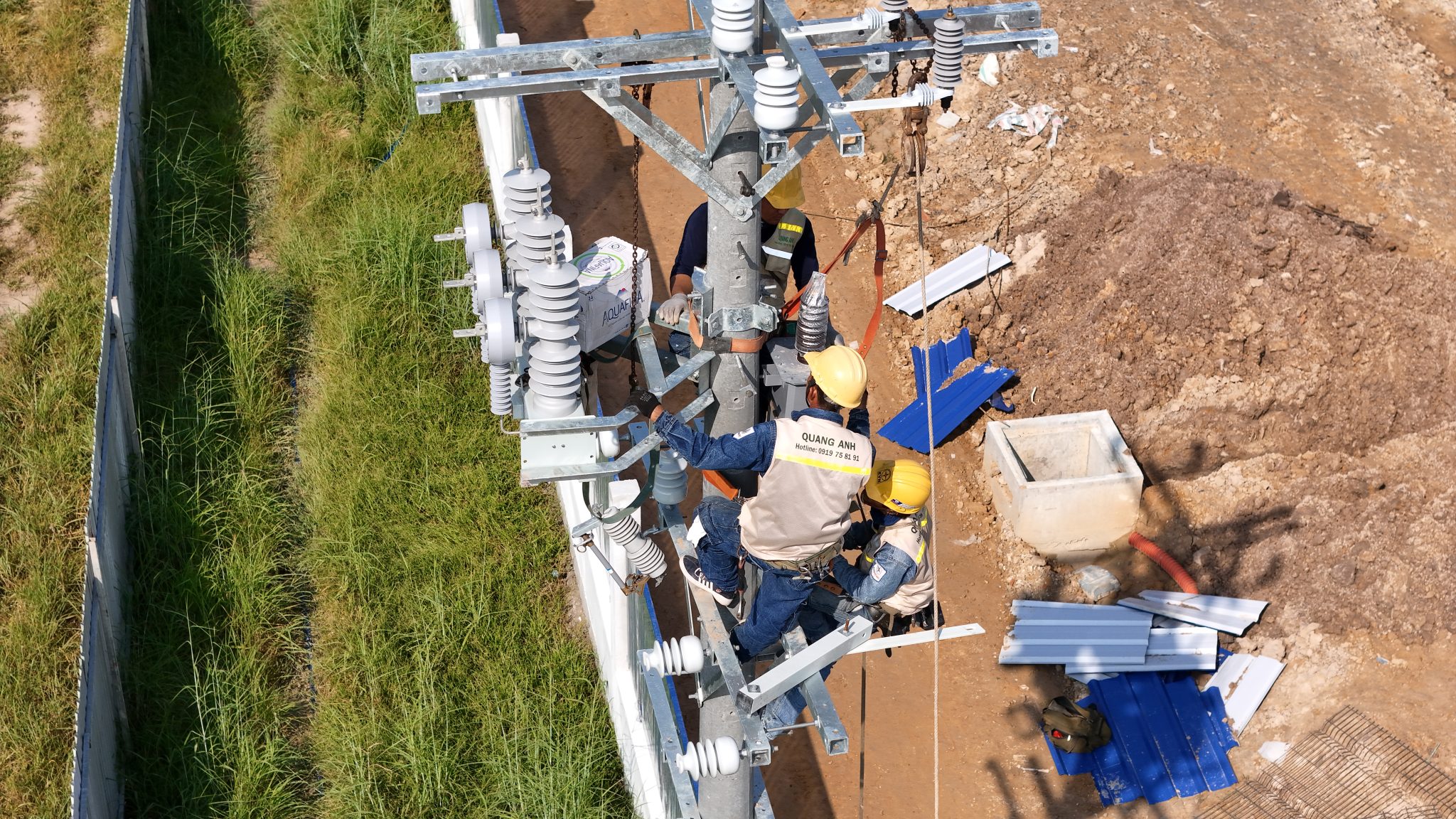 Installation of electrical systems in a factory.