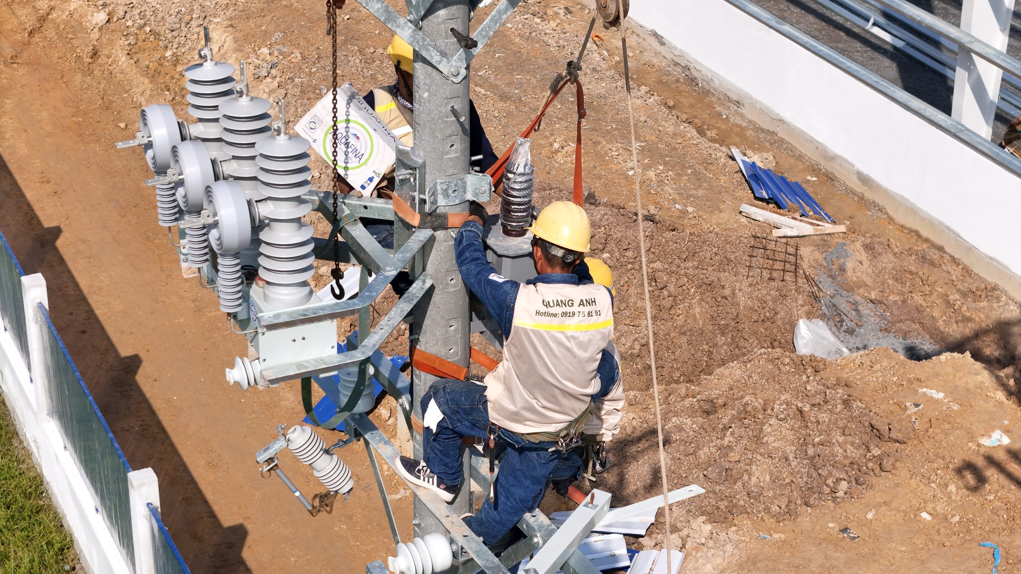 Industrial electrical system equipment with transformers and control units.